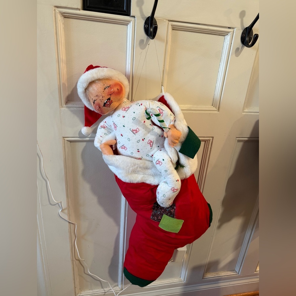 Large annalee pajama kid Christmas stocking hanging decor